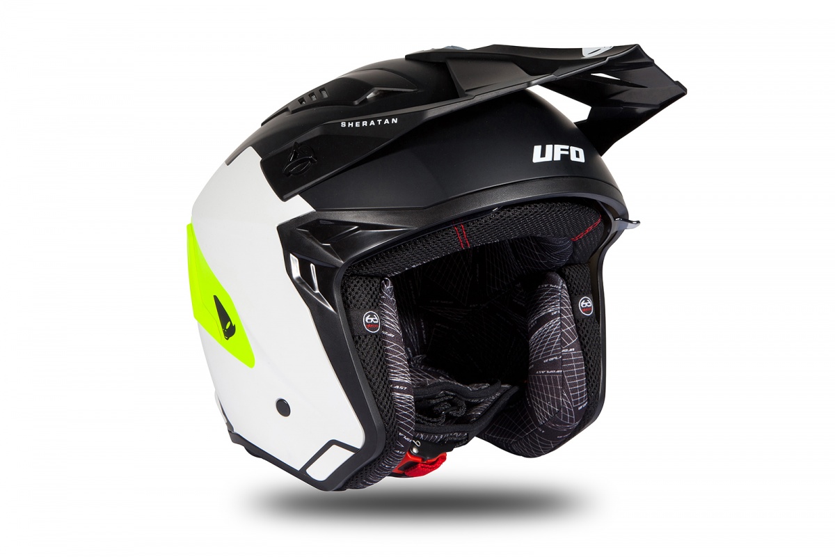 Jet helmet Sheratan white, black and neon yellow matt - Helmets - HE186 - Ufo Plast