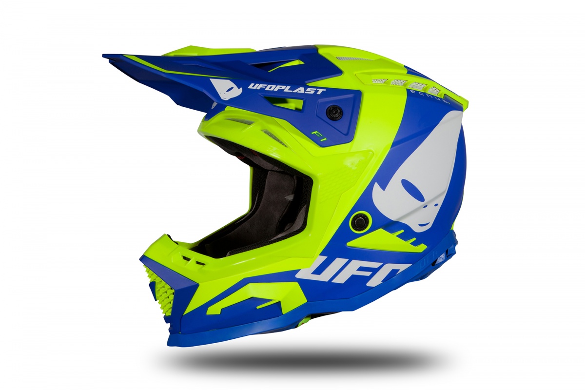 Motocross helmet Echus blue and neon yellow matt - Home - HE169 - Ufo Plast