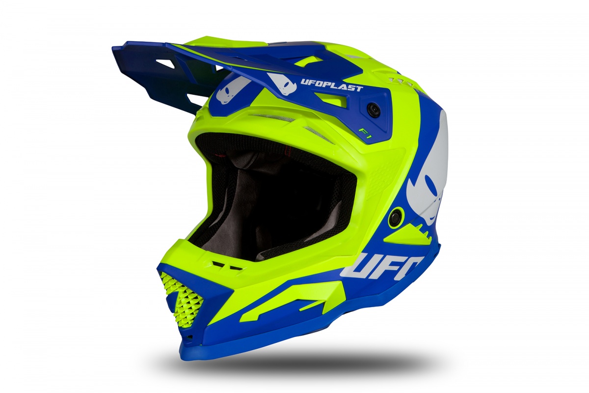 Motocross helmet Echus blue and neon yellow matt - Home - HE169 - Ufo Plast