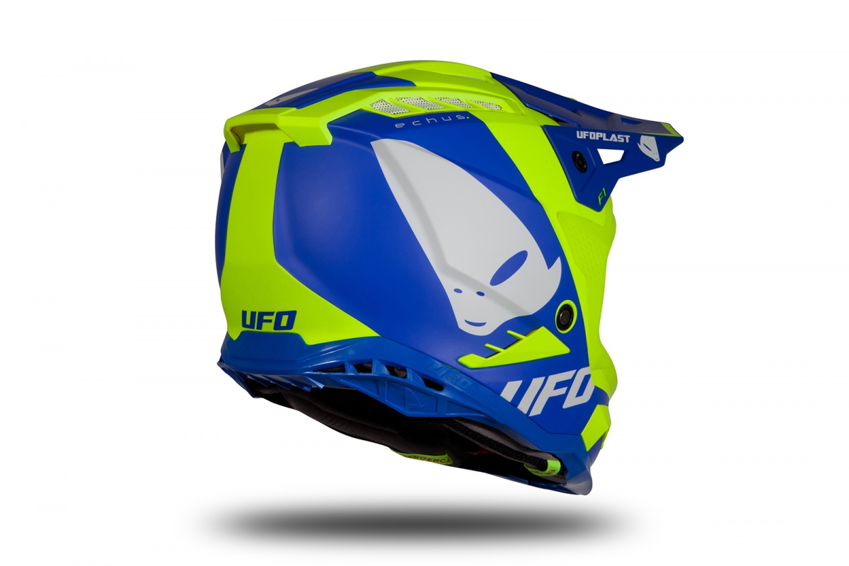 Motocross helmet Echus blue and neon yellow matt - Home - HE169 - Ufo Plast